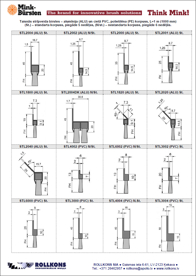 STL tipa industriālās birstes katalogs